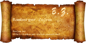 Bamberger Zolna névjegykártya